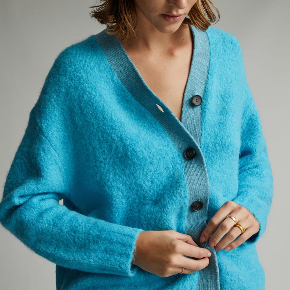 The SuperFuzz Alpaca Oversized Cardigan | Blue Atoll