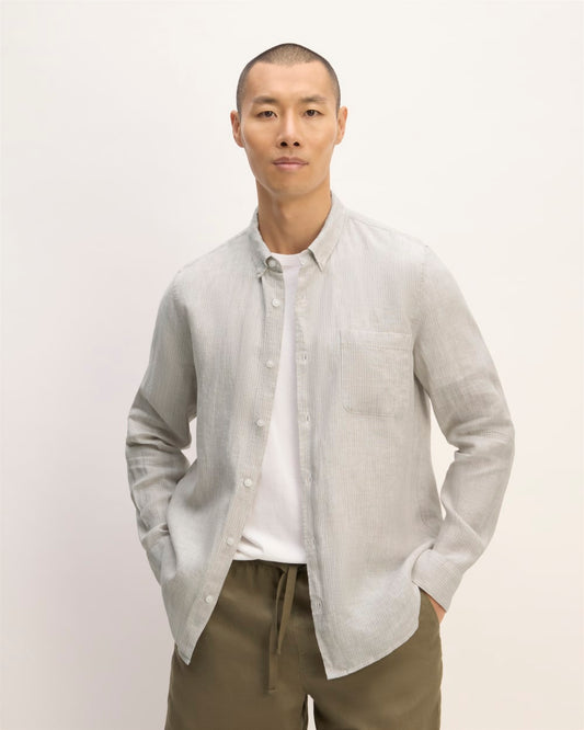 The Classic Shirt in Linen | Stone / White