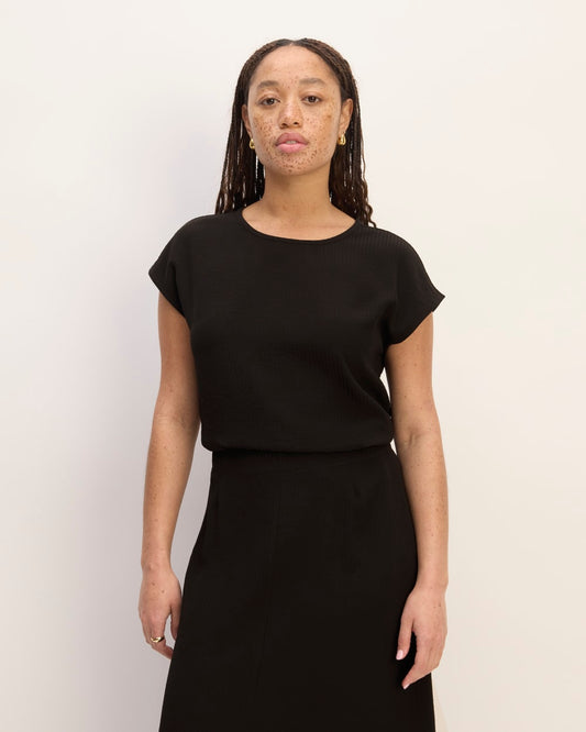 The Mini Jacquard Stripe Top | Black