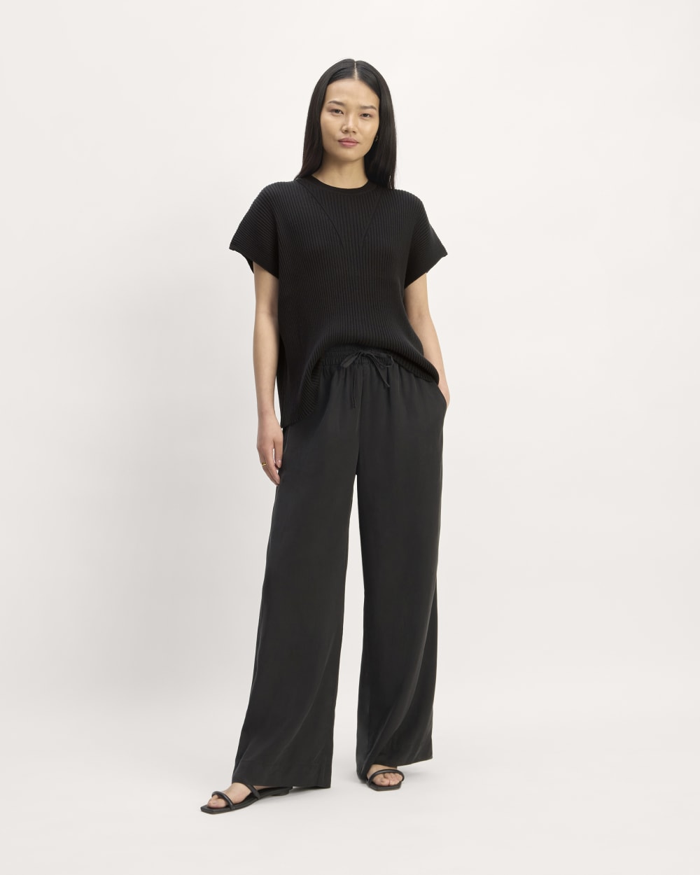 The Cotton Knit Caftan Top | Black