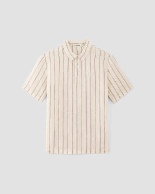 The Linen Short-Sleeve Popover Shirt | Bone / Cornstalk