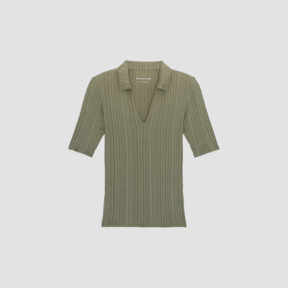 The Rib Soft Knit Open Collar Polo | Kalamata