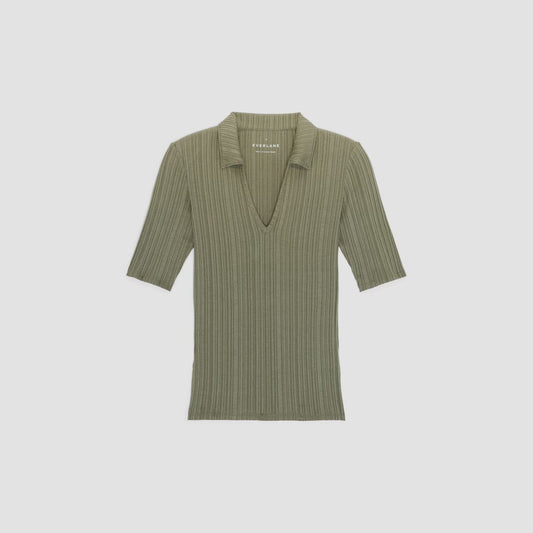 The Rib Soft Knit Open Collar Polo | Kalamata