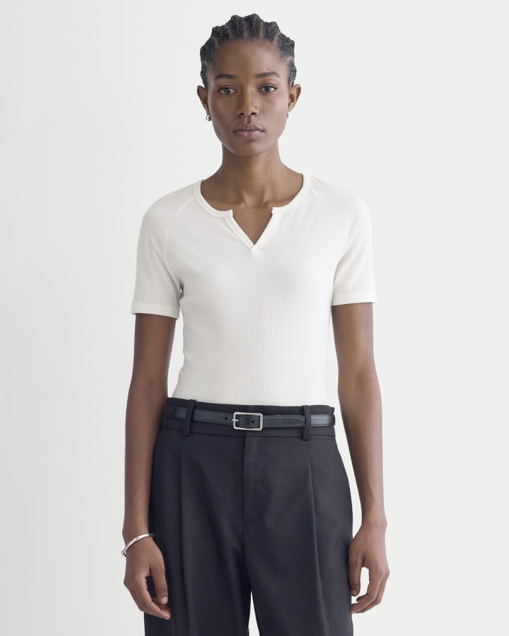 The Shimmy V-Neck Top | Bone