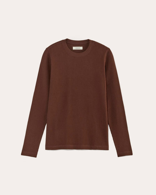 The Waffle Long-Sleeve Crew | Dark Mahogany