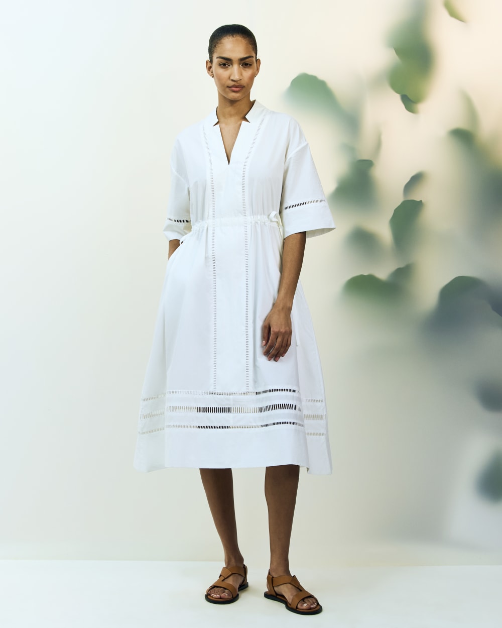 The Lace Trim Caftan Dress | White