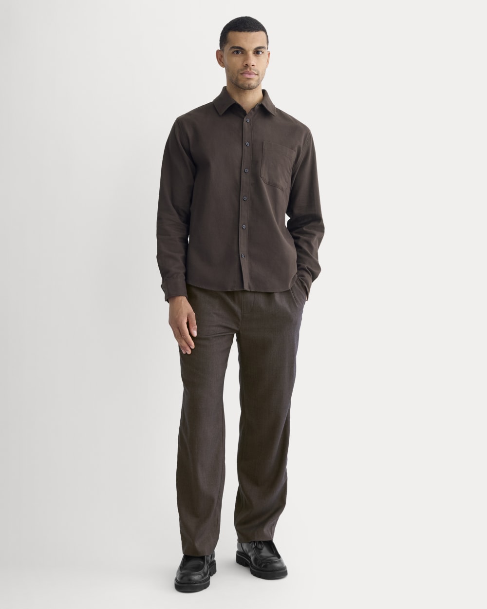 Brushed Flannel Shirt | Dark Chocolate