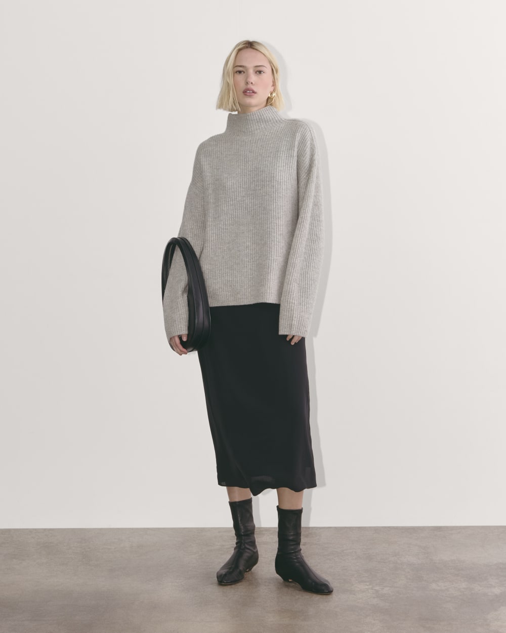 The Fisherman Turtleneck in Wool Cashmere | Light Heather Grey