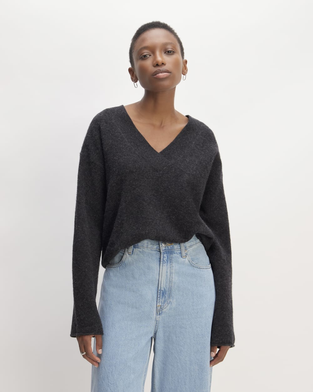 The Cozy-Stretch V-Neck Sweater | Charcoal