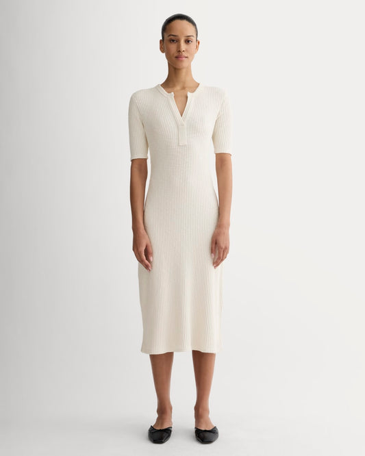 The Rib-Knit Henley Dress | Bone
