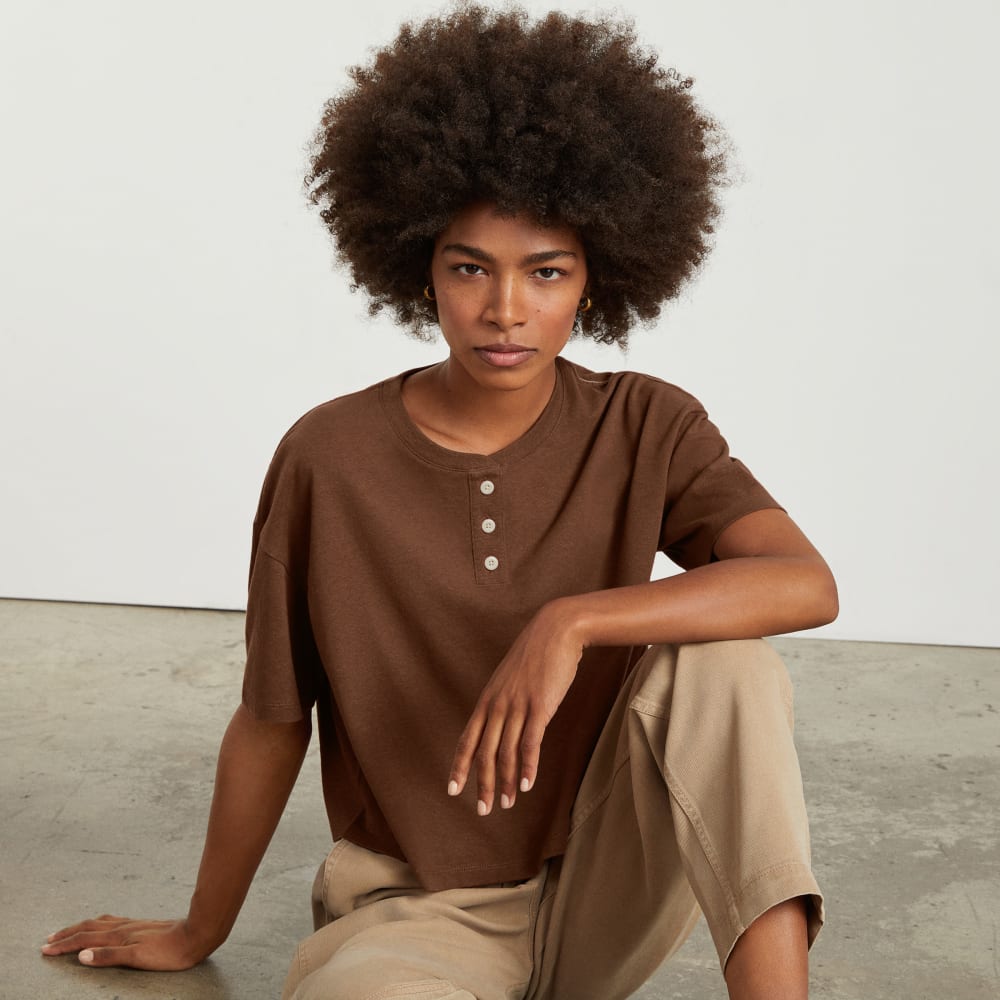 The Vintage Henley Hemp Tee | Espresso