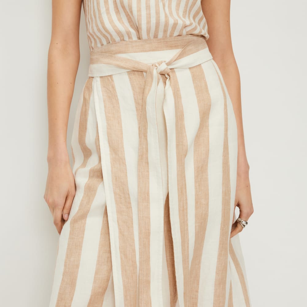 The Linen Wrap Skirt | Bone / Caramel