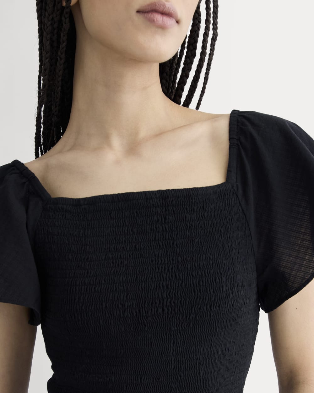 The Gauze Smocked Top | Black