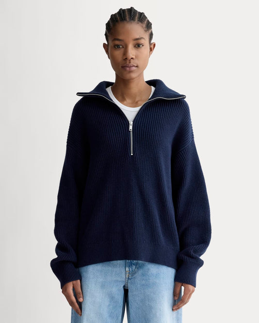The Half-Zip in Everyday Cotton | Navy