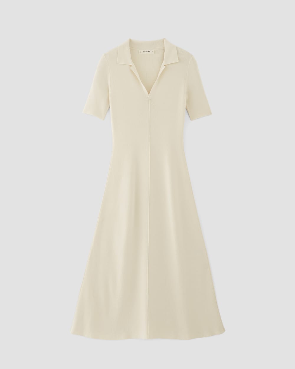 The Viscose Knit Polo Midi Dress | Beige