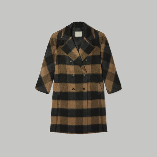 The Brushed Italian ReWool® Peacoat | Camel Buffalo Check