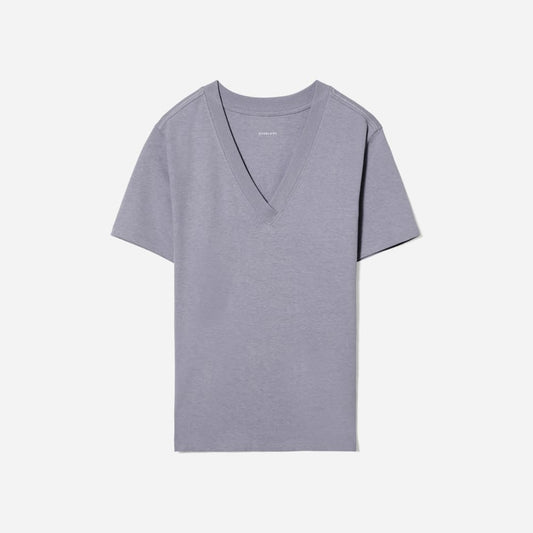 The Vintage V-Neck Hemp Tee | Lilac Grey