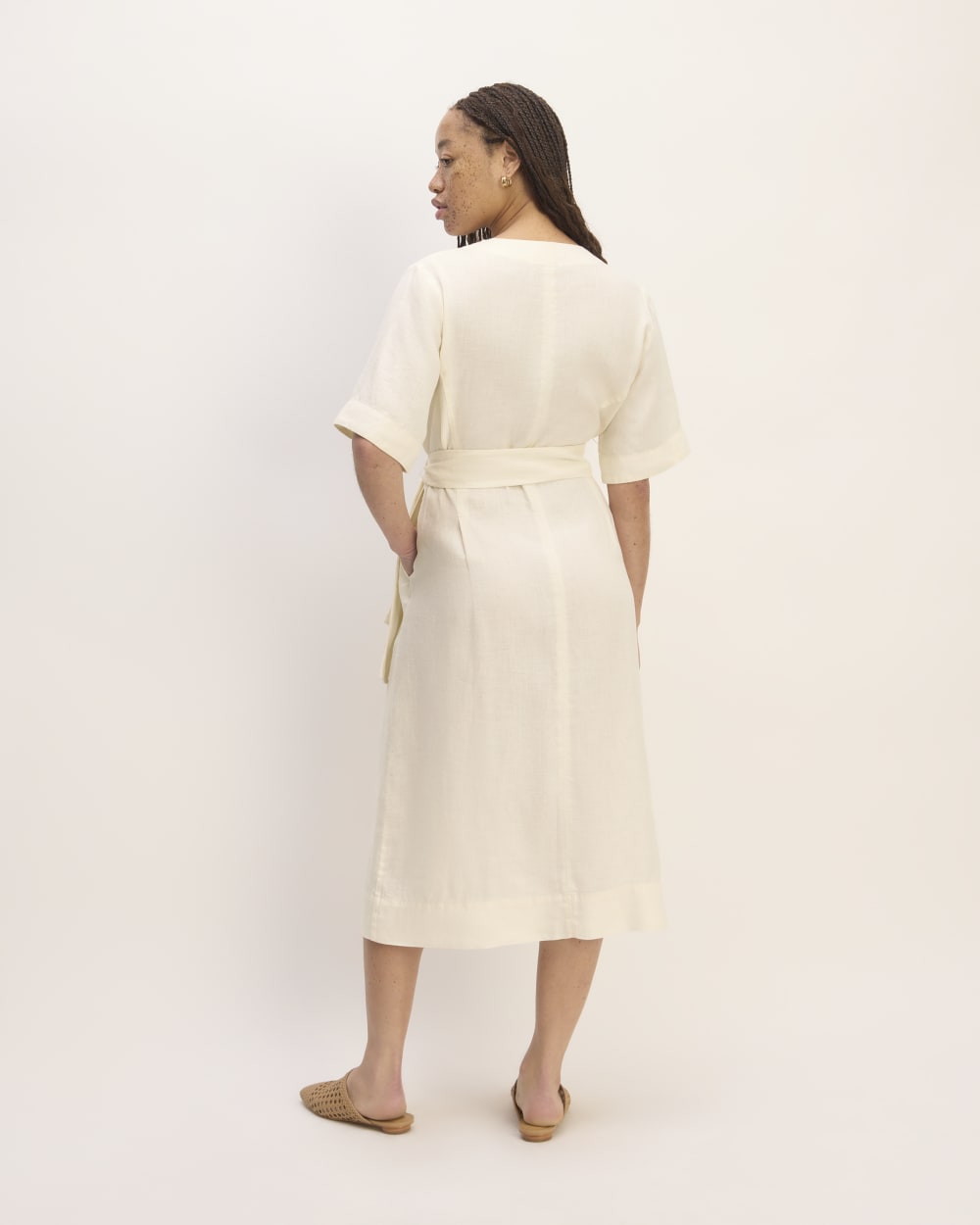 The Wrap Dress in Linen | Bone