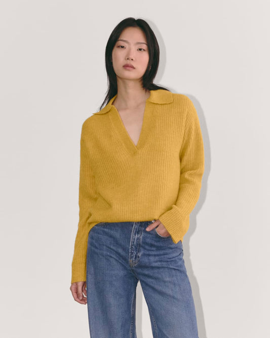 The Oversized Polo in Alpaca | Golden Yellow