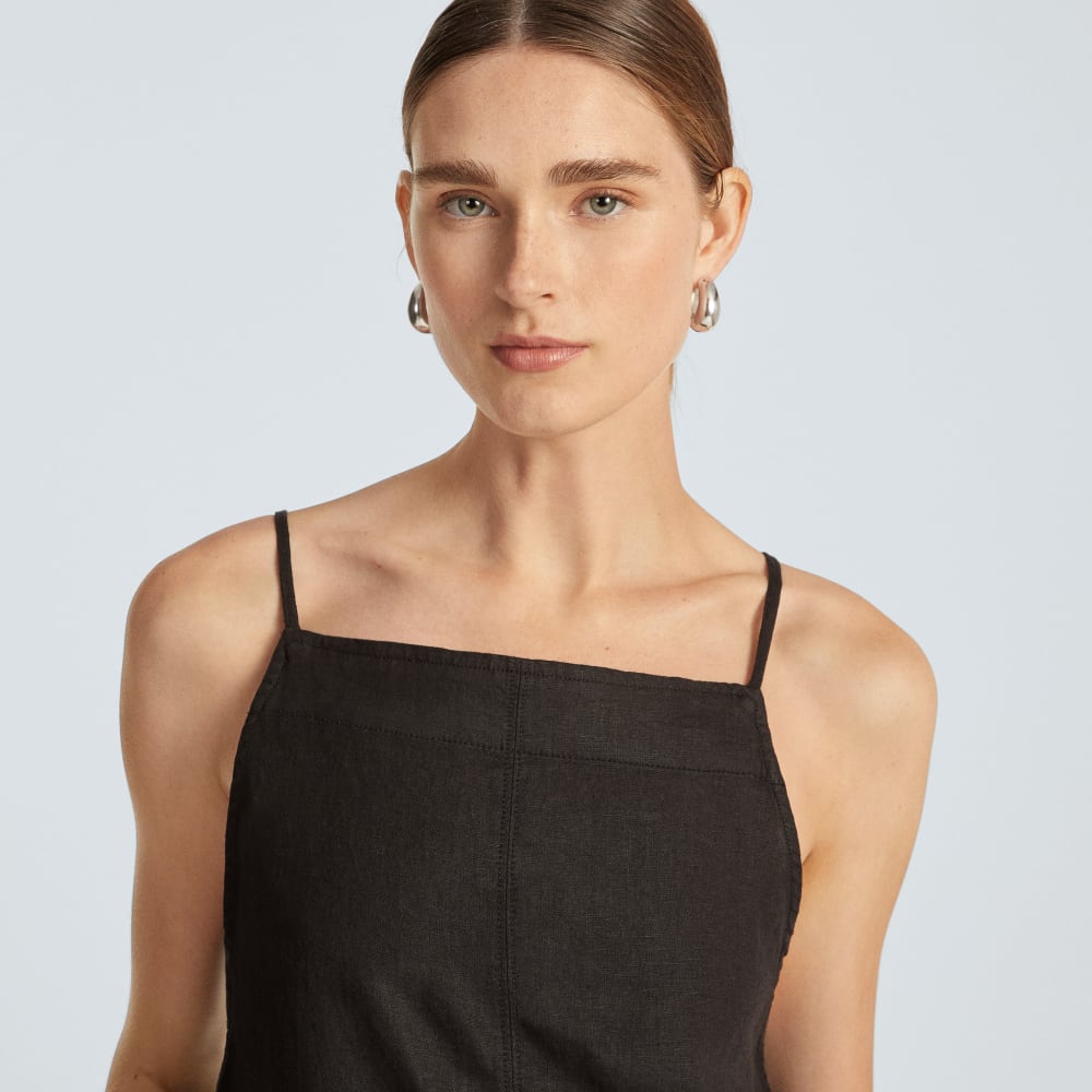 The Linen Apron Dress | Black