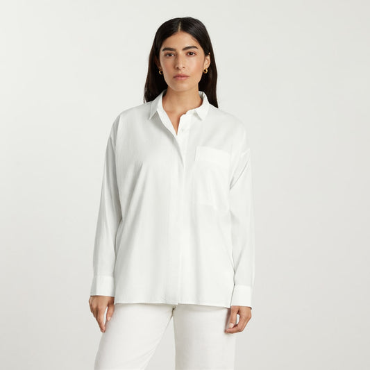 The Oversized Silky Cotton Shirt | White