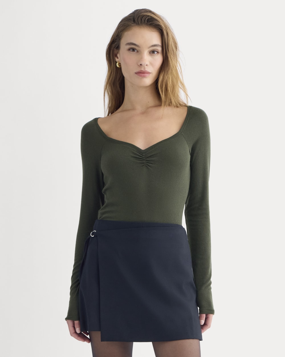 Sweetheart-Neck Top in Butterluxe | Dark Green