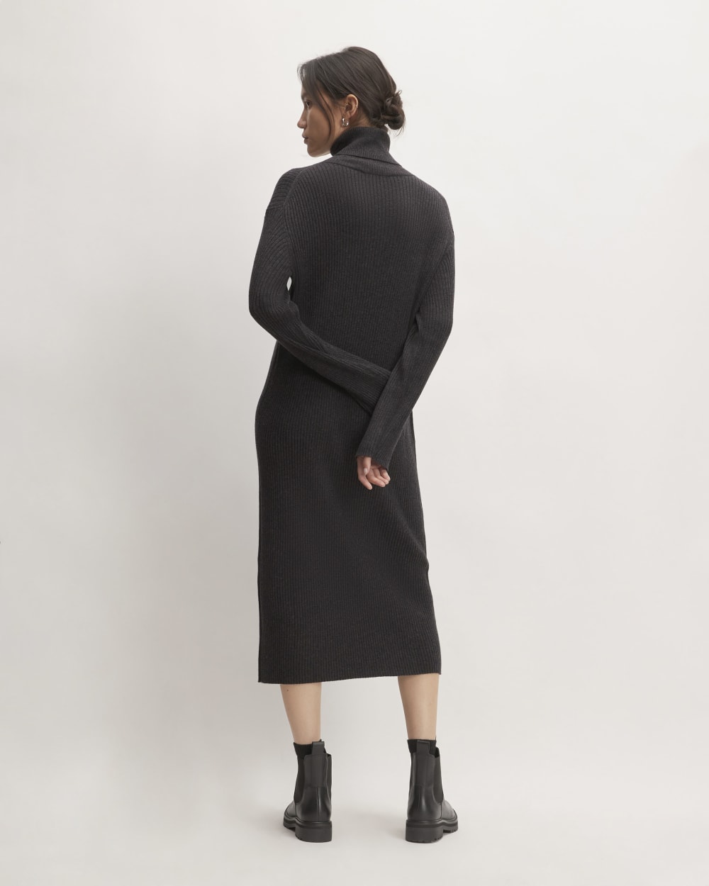 The Cotton-Merino Turtleneck Dress | Heather Charcoal