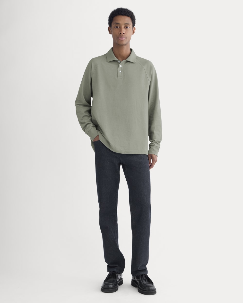 Startup Raglan Polo | Chambray Deep Lichen Green