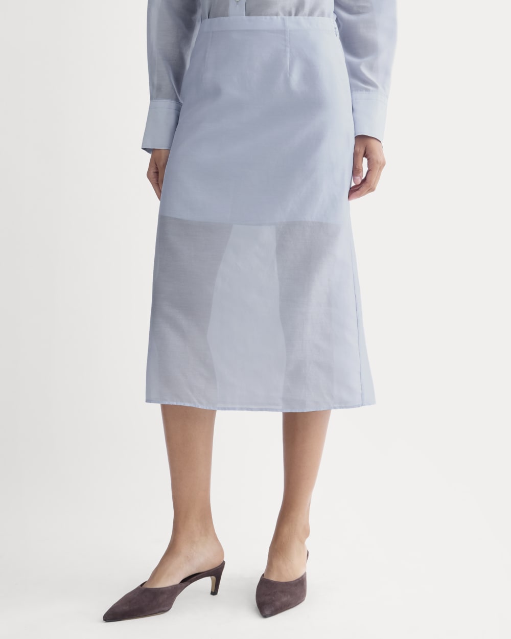 Midi Skirt in Cotton-Silk Organza | Kentucky Blue