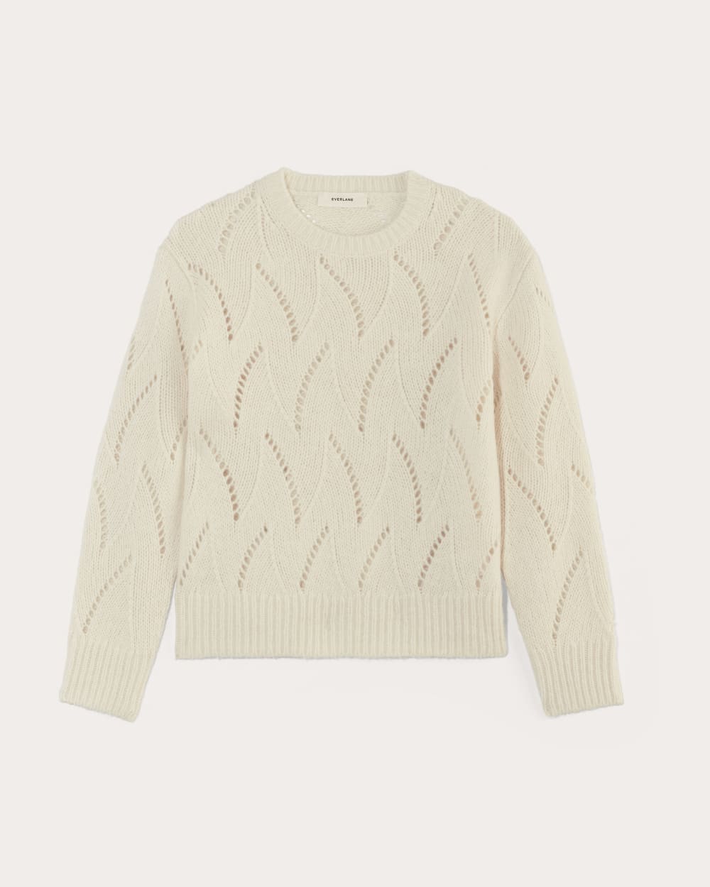 The Pointelle Sweater in Cloud | Bone