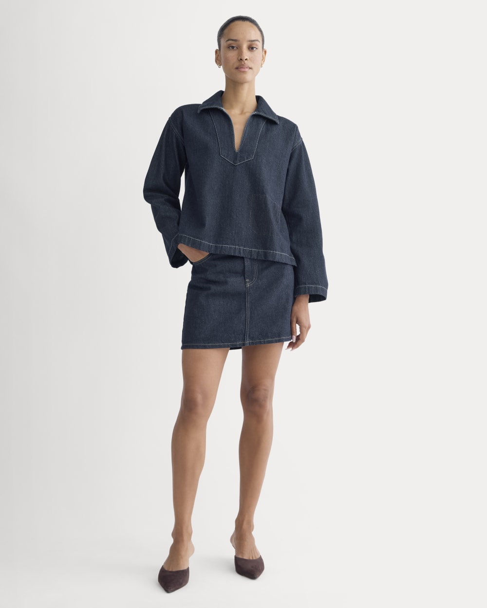 The Cropped Denim Tunic | Tungsten Rinse