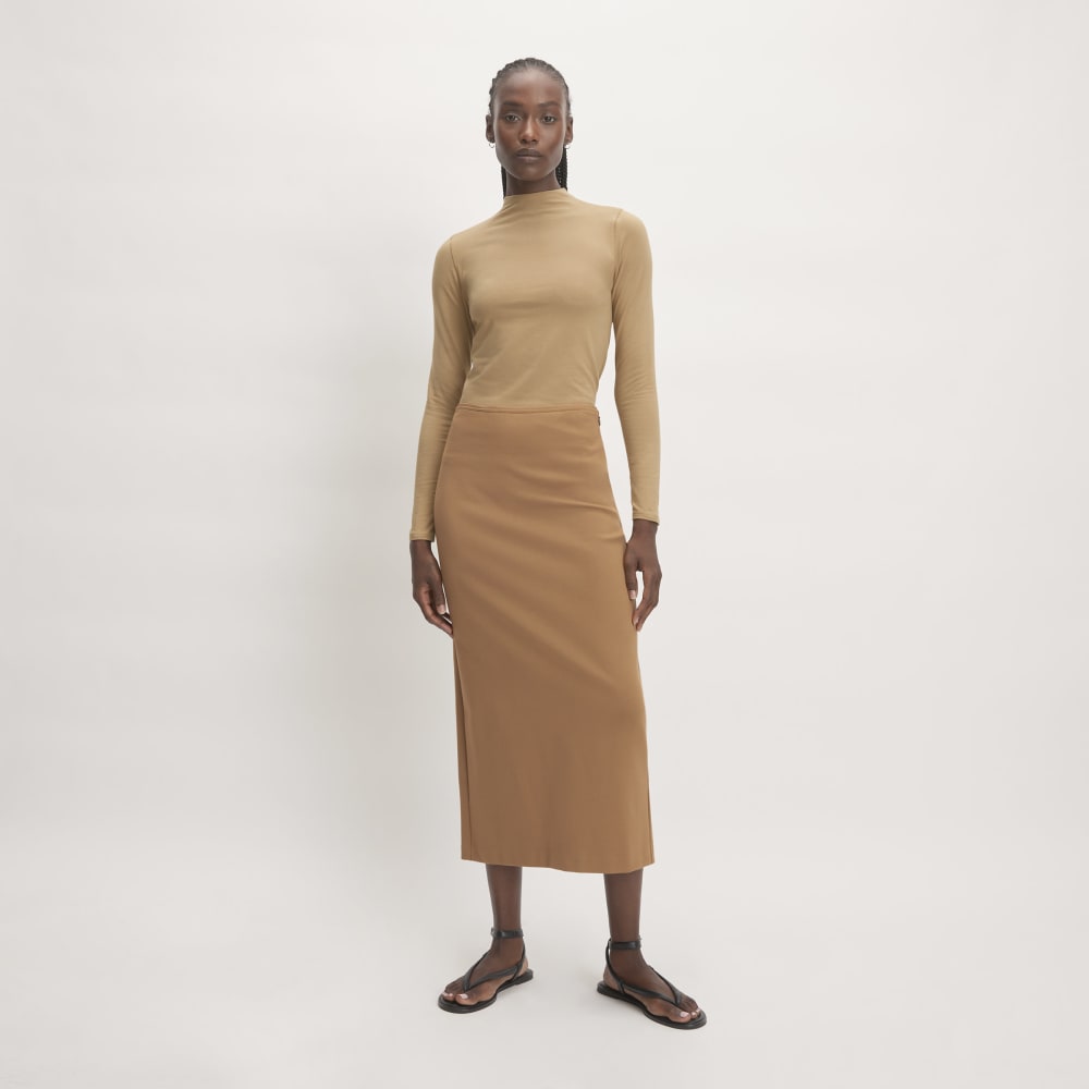 The Supima® Form Funnel Neck Tee | Tiger's Eye