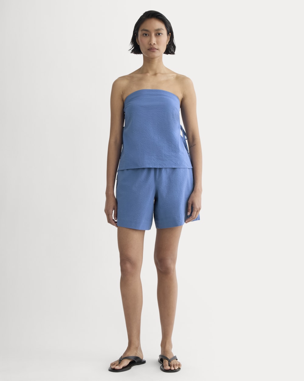 The Seersucker Tube Top | Soft Cobalt