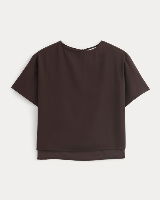 Drapey Crepe Top | Dark Chocolate