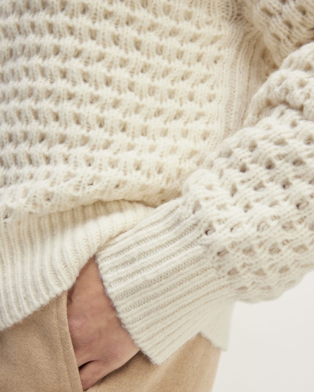 The Cloud Oversized Textured Crew | Bone