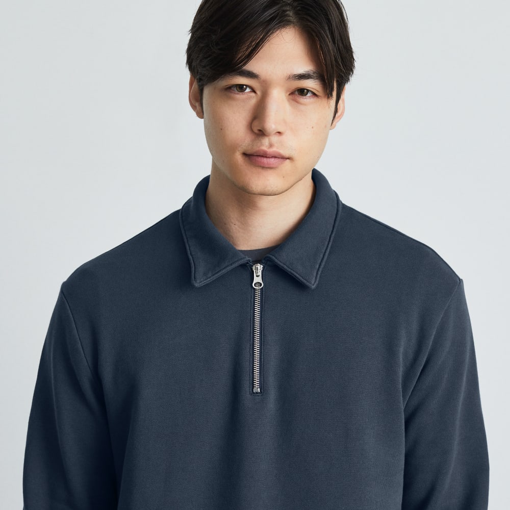 The Track Quarter-Zip Sweatshirt | Kingfisher Blue