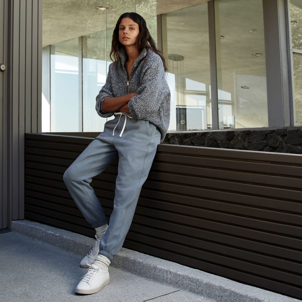 The Half-Zip Sweater in Luxe Merino | Dark Mallard / Oat Twist