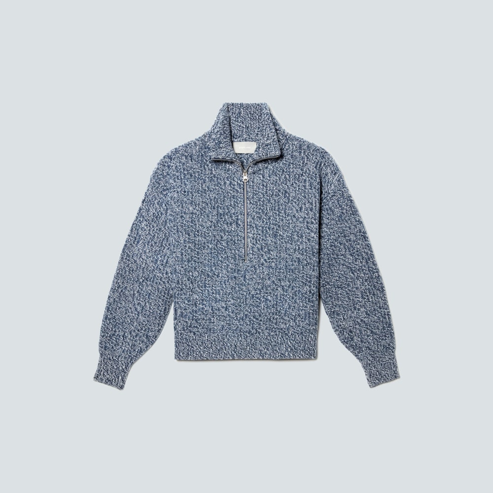 The Half-Zip Sweater in Luxe Merino | Dark Mallard / Oat Twist