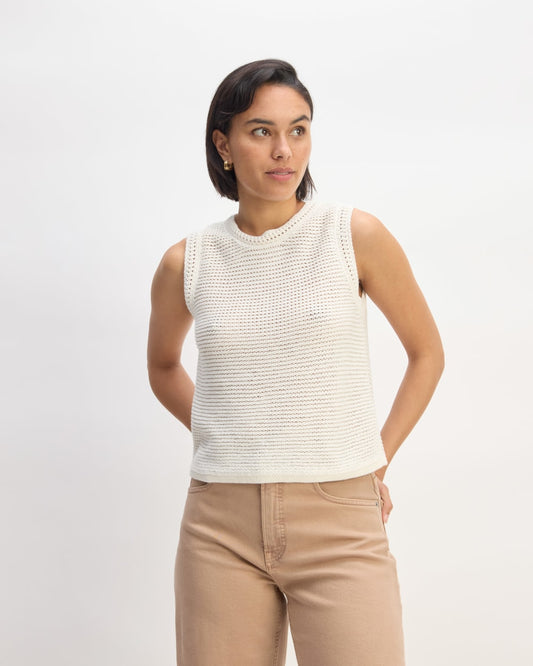 The Organic Cotton Open-Stitch Tank | Bone