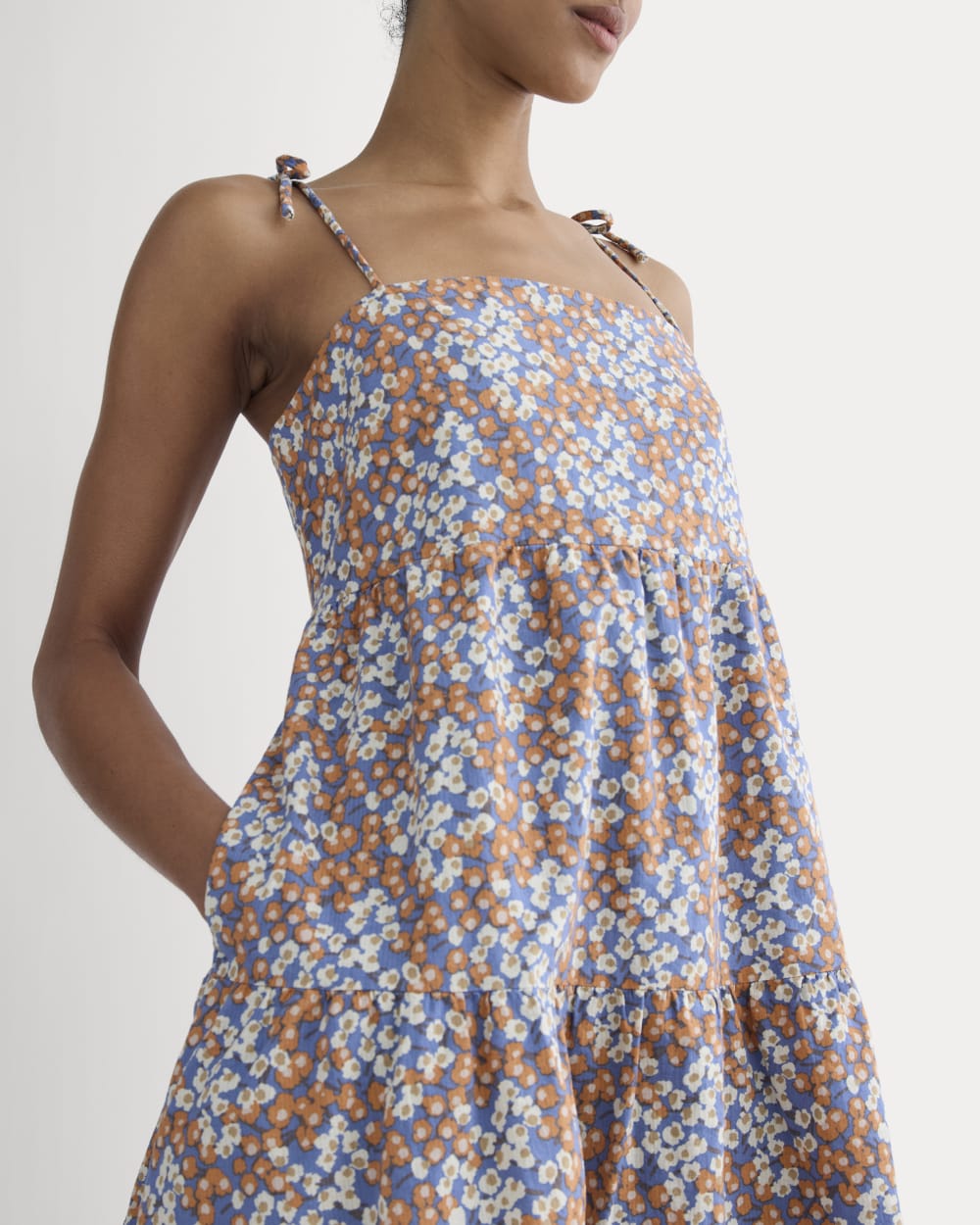 The Gauze Mini Tiered Dress | Soft Cobalt Floral