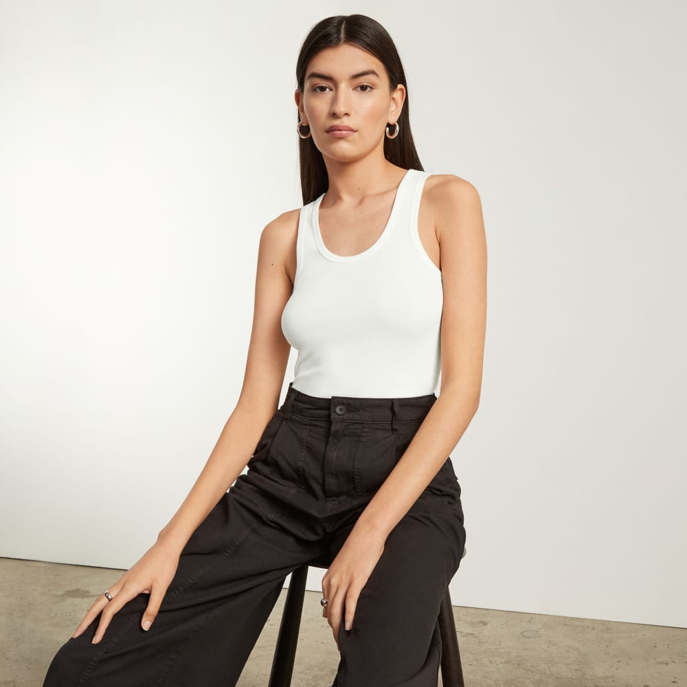 The Pima Micro-Rib U-neck Tank | White