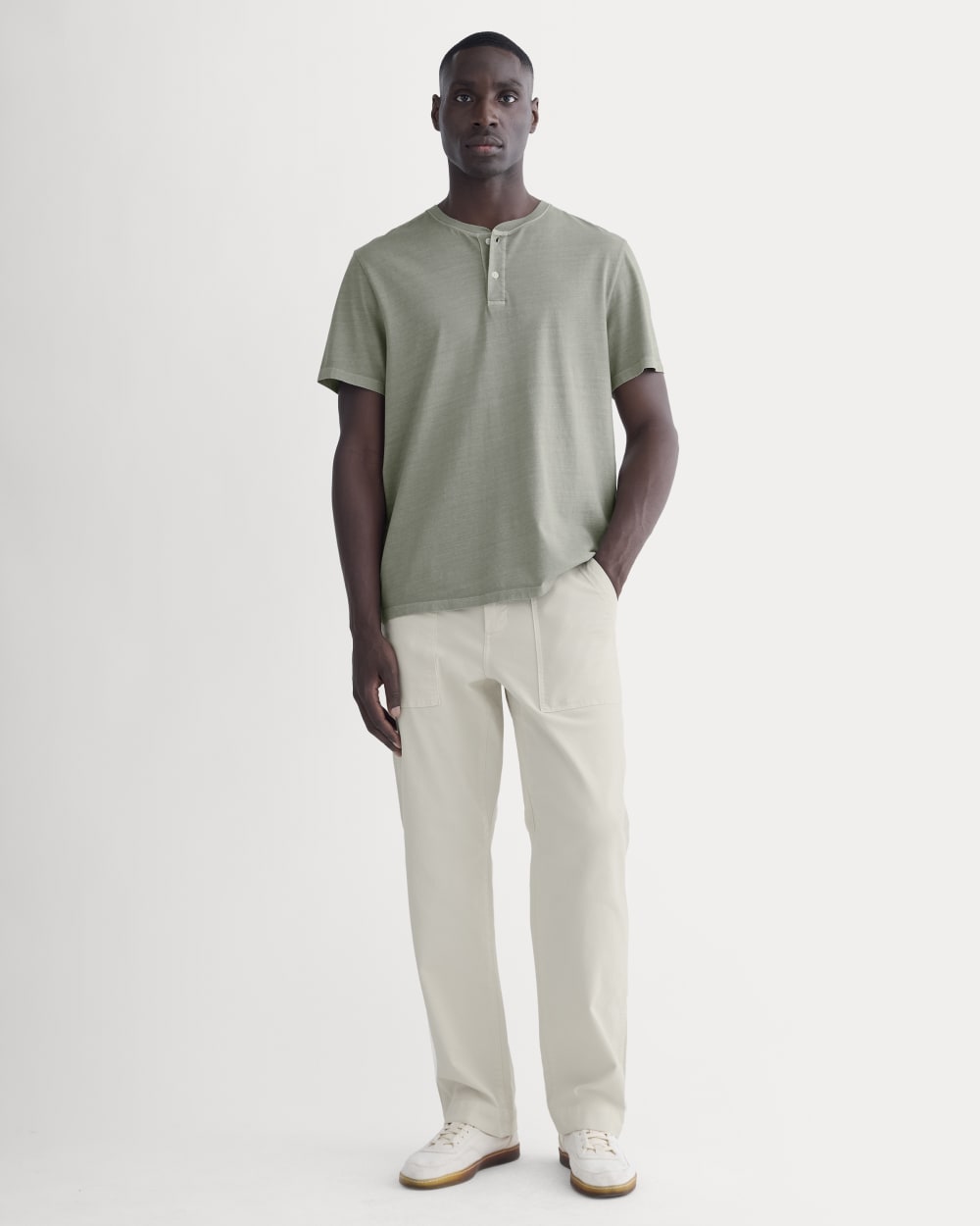The Essential Organic Garment-Dyed Henley | Seagrass
