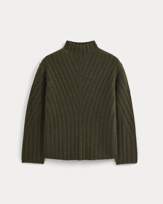 Funnel-Neck Sweater in Wool Cashmere | Heather Beech