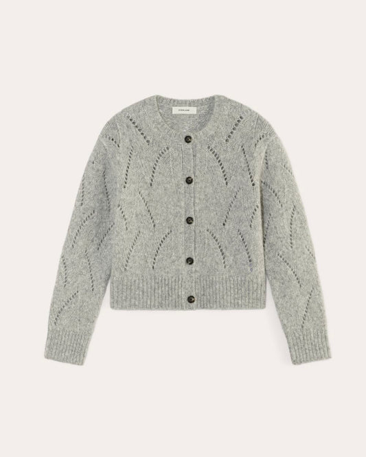 The Pointelle Cardigan in Cloud | Heather Grey