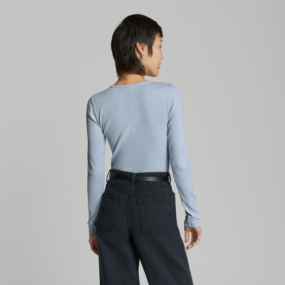 The Pima Micro-Rib Long-Sleeve Crew | Mist