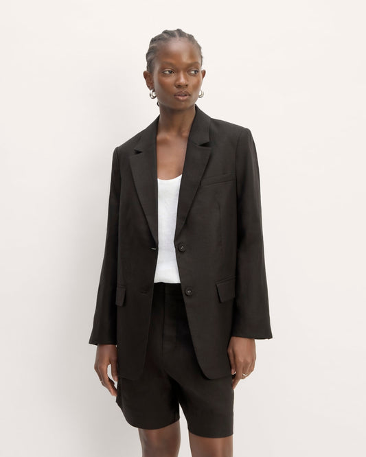 The Oversized Blazer in Linen | Black