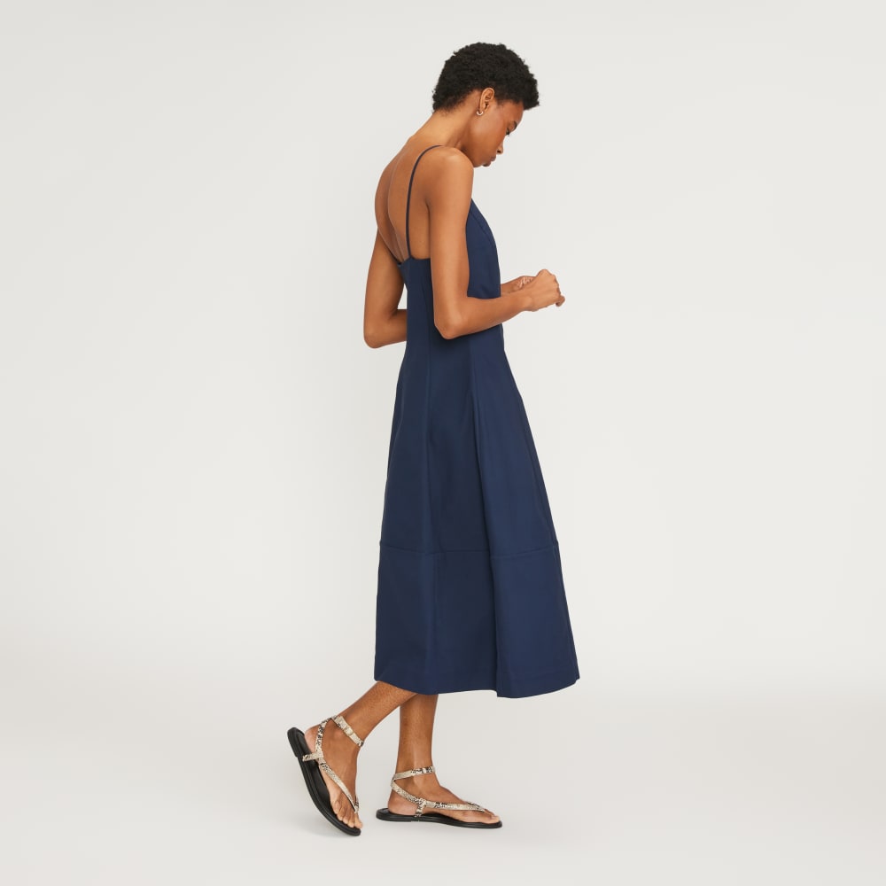 The Structured Cotton Bell Dress | Navy