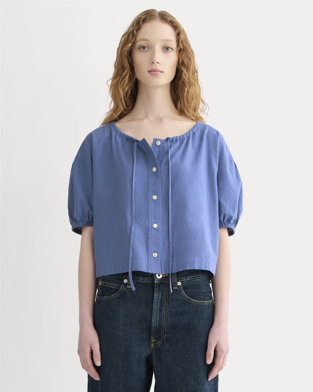 The Gauze Button-Up | Soft Cobalt