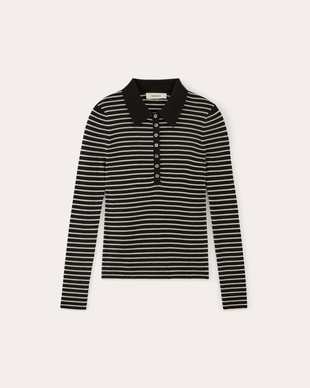 The Polo in Ultrasoft Merino | Black / Bone