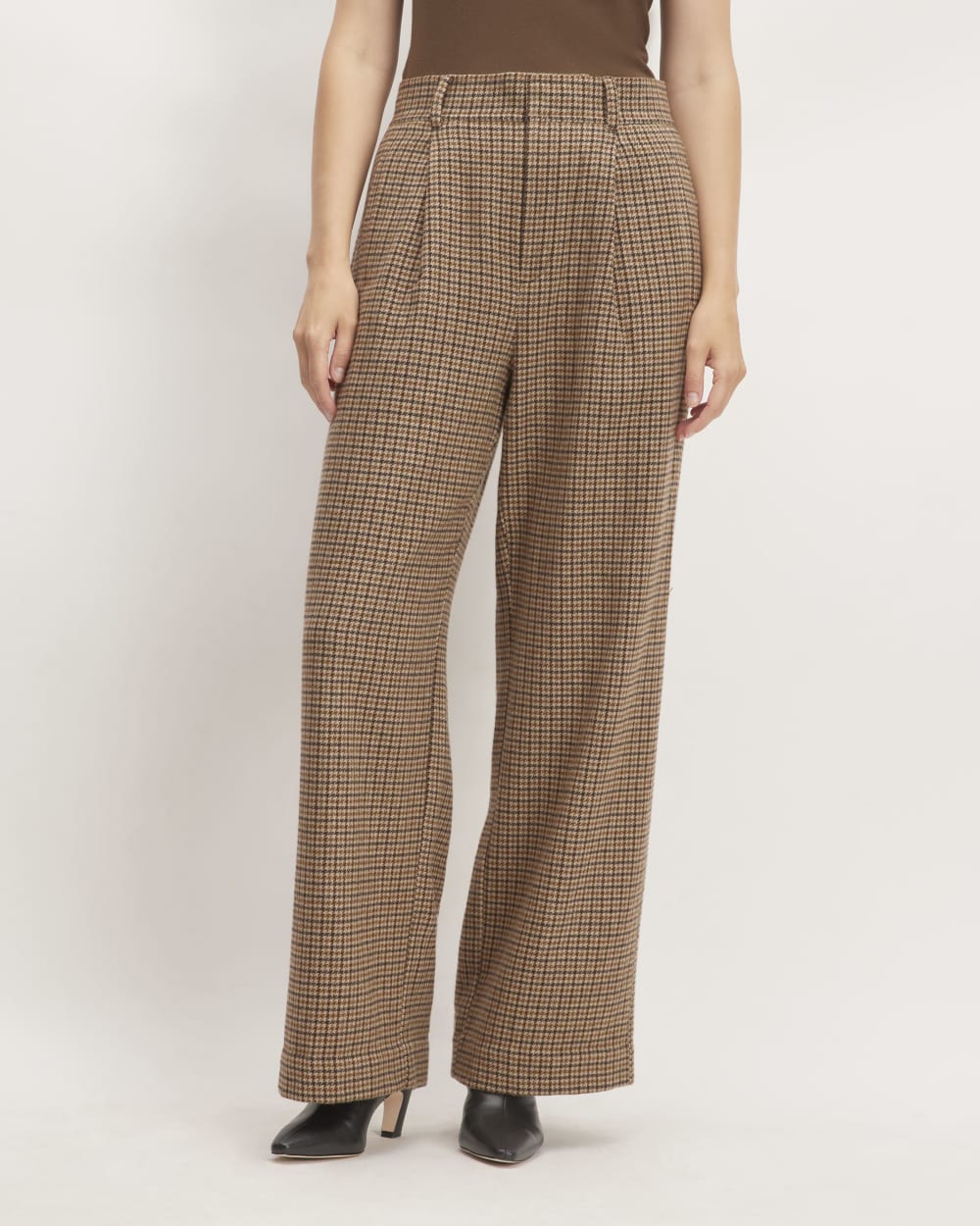 The ReWool® Way-High Drape Pant | Camel Houndstooth